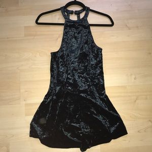 FOREVER 21 NAVY BLUE VELVET ROMPER